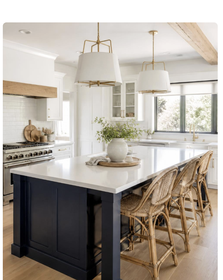 Pro One kitchen renovation in York PA with white cabinets and navy island
