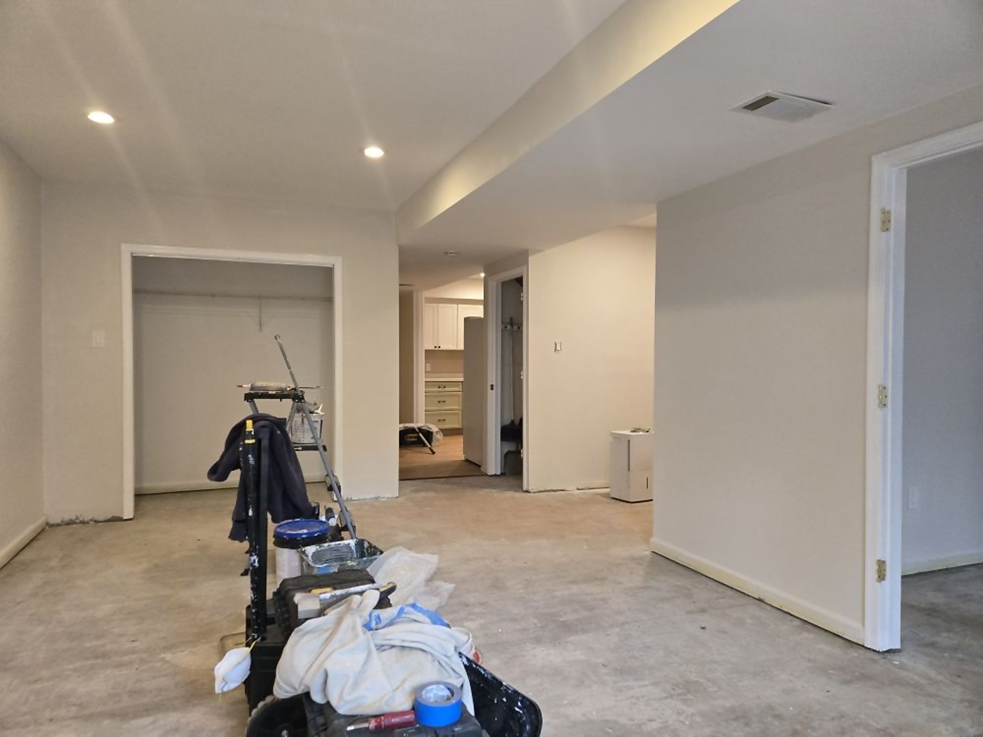 Freshly painted hallway and open interior with clean trim work